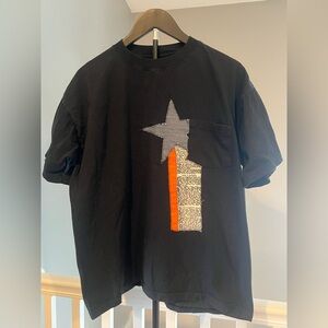 Black T-Shirt with Star and Stripe Design